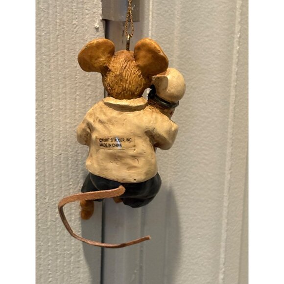Kurt Adler Mouse Christmas Ornament Holding Barber Pole Hole In The Wall Gang - Picture 3 of 4